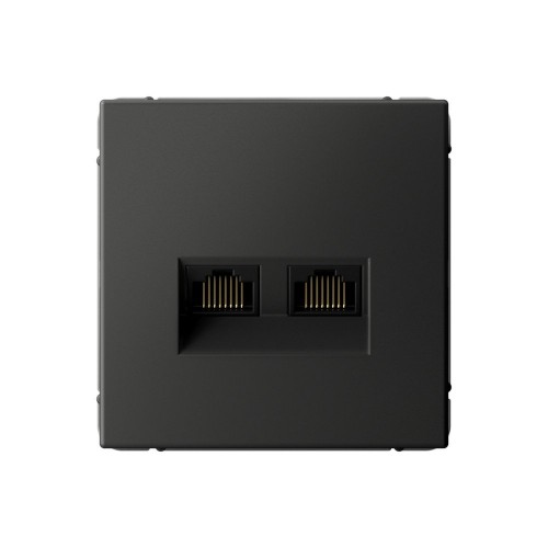 Розетка компьютерная 2xRJ45 SYSTEME ELECTRIC ARTGALLERY, скрытый монтаж, базальт, GAL001488