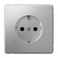 SYSTEME ELECTRIC ArtGallery Алюминий Розетка с заземлением со шторками, 16А, механизм, быстрозажим. клем.