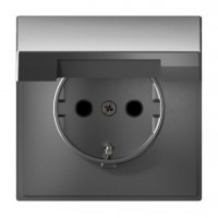 SYSTEME ELECTRIC ArtGallery Сталь Розетка с заземл. со шторк. с крышк., 16А, IP20,  механизм, быстрозажим. клем.