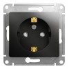 Розетка SYSTEME ELECTRIC GLOSSA, скрытый монтаж, с заземлением, со шторками, антрацит