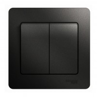Выключатель 2-клавишный SYSTEME ELECTRIC GLOSSA, скрытый монтаж, антрацит